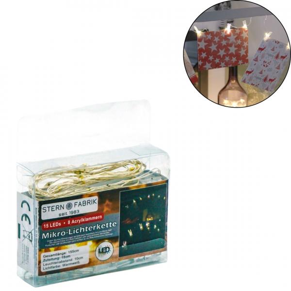 Lichterkette Zapfen 15 LED auf Batterie 155 cm