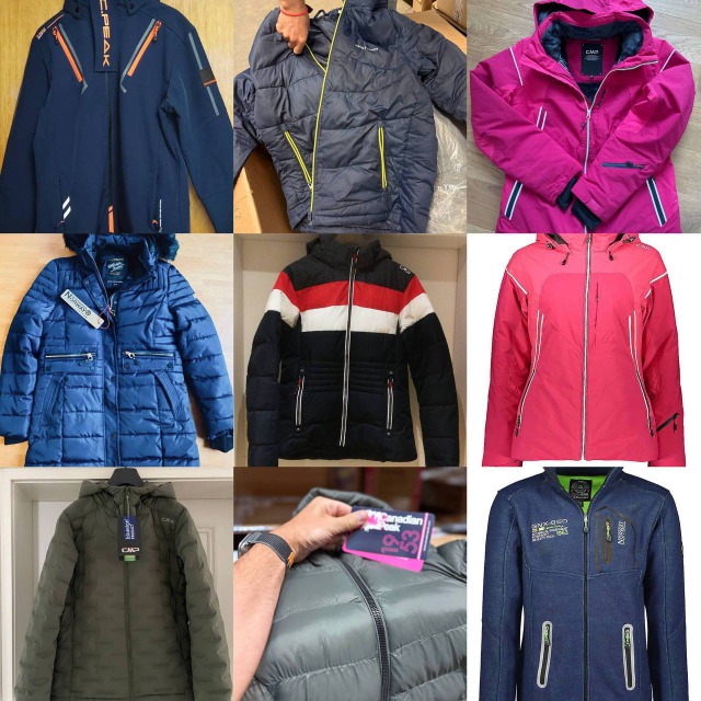 15 € / Stk. – Winter Markenbekleidung Mix A/B/C, 50 Stück Mindestpartie, Canadian Peak, Geographical Norway, Nike, Adidas, sofort lieferbar
