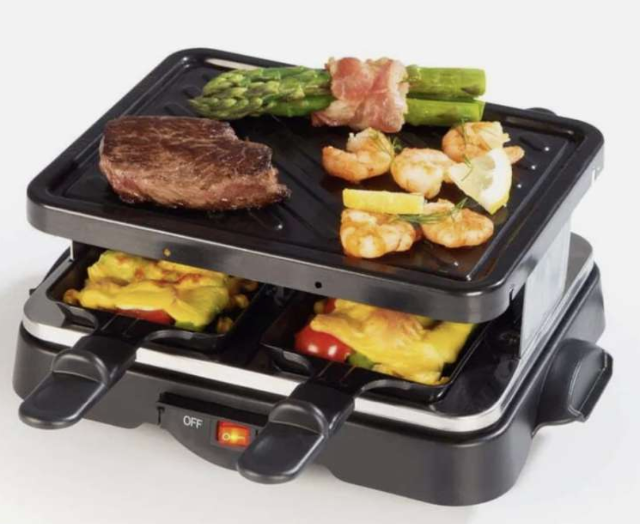 Cuisine Edition Raclette Grill 500W – Für 4 Personen Schwarz – A-Ware