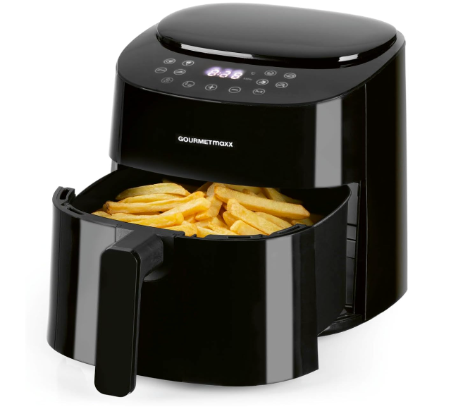 GOURMETmaxx Heißluft-Fritteuse Digital 4,5L – 1.400W – Schwarz mit Farbdisplay – A-Ware