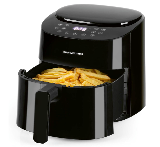 GOURMETmaxx Heißluft-Fritteuse Digital 5L – 1.400W – mit 10 Backpapierschalen – A-Ware