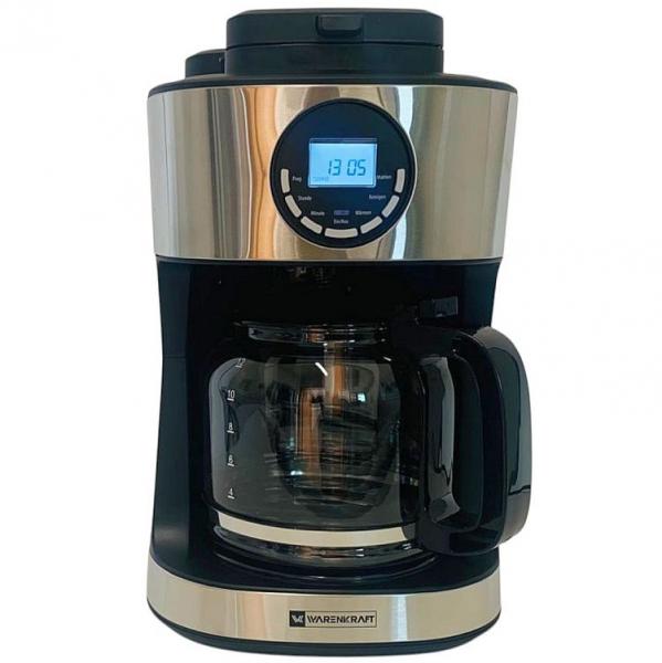 Warenkraft Kaffeemaschine mit Mahlwerk 1,8L – 2-in-1 Bohnen & Pulver, 12 Tassen, LCD & Timer