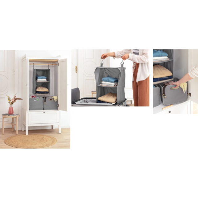 Orga-Hängeregal mit 2 Boxen Schrank Organizer Hängeaufbewahrung Regal mit Boxen Schrank Hängekorb Restposten