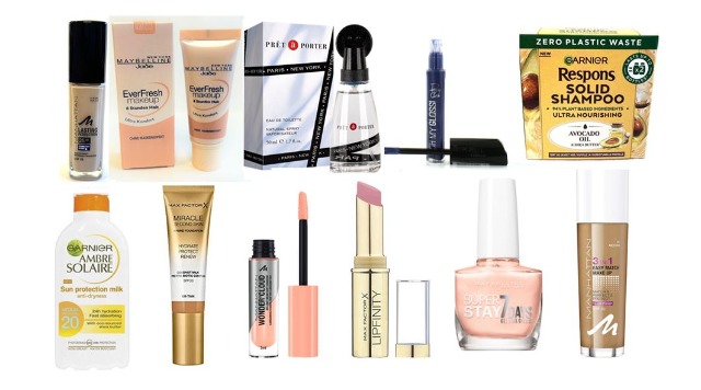 Foundation, Eyeliner, Eyeshadow, Highlighter, Lip Balm, Lipstick, Nail Polish, Powder, Lip Liner, Lipgloss,  Shower Gel, Haircare, Shampoo, 