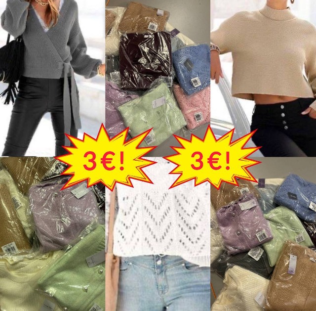 3,00 € Damenpullover Mix Kategorie A, neue Markenware für Herbst/Winter/Frühling, Größen S–XXL, Mindestabnahme 20 Stück, sofort verfügbar