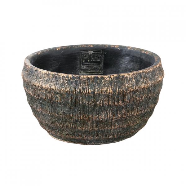 PTMD Blumentopf Sary niedrig S schwarz/gold 18 cm