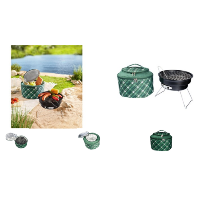 BBQ-Grill mit Kühltasche Tragbarer Grill Reisengrill Kompaktgrill Festival Tischgrill Standgrill Kohlegrill Picknick Restposten