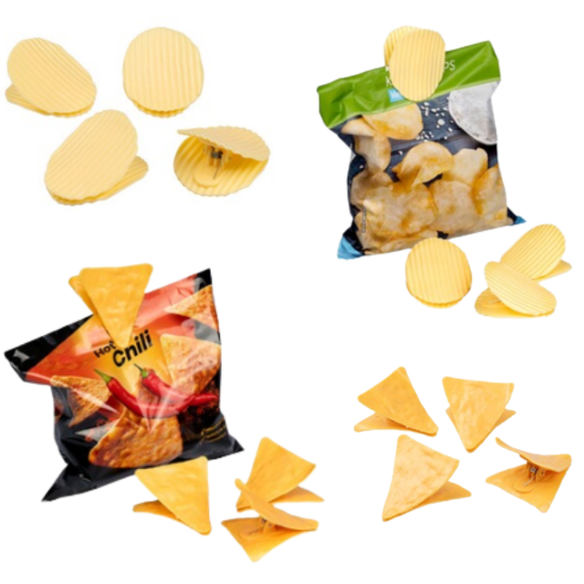 Tüten-Klipps Chips & Nacho Snack-Tütenclip Motiv Tütenverschluss Frischhalteclip Beutelverschluss Küchenclip Frischhalteclip Lebensmittelcli