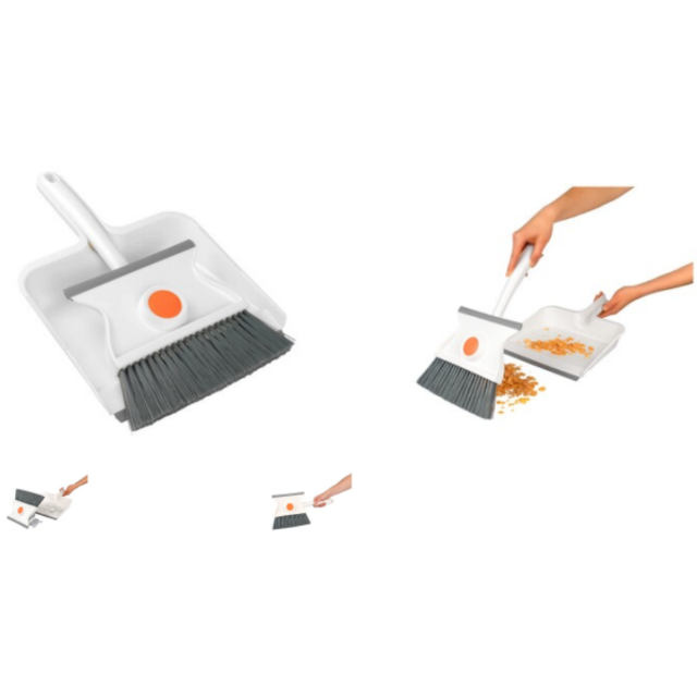 Kehrset Handfeger Set 2 in 1 Gummilippe Schmutz Schmutzbesen Haushaltsreinigung Haushalt Reinigungsartikel Staub Sauber Restposten