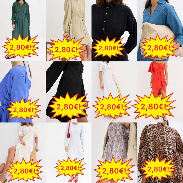 2,80 € Damenkleider Mix Kategorie A aus Deutschland, Lagerware aus Katalogen, Saisonware, Größen 32–54, Mindestabnahme ab 20 Stück