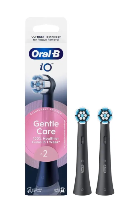 Oral-B Gentle Care Ersatzbürsten, echt, schwarz, weich, geeignet für empfindliches Zahnfleisch, runde Bürste für elektrische Zahnbürsten, Oral B iO, 2 Stück - Image 5