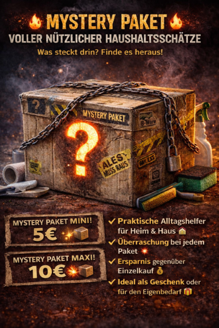 Mystery Paket Haushalt – Aktionsware – Überraschungskarton Haushaltswaren Mystery Paket – Sonderposten – sofort verfügbar