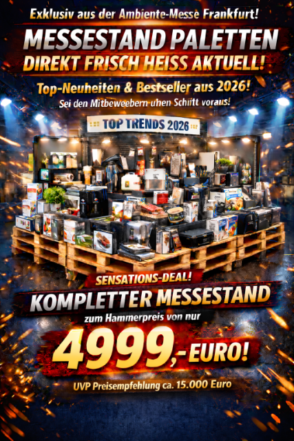 MESSESTAND PALETTEN – DIREKT VON DER AMBIENTE | UVP 15.000 € | NUR 4.999 € | 2026 TRENDS I Sonderposten I Mystery I Palette I Paletten