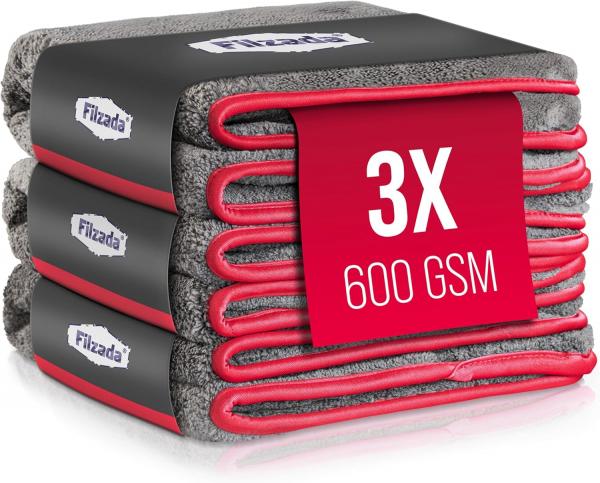 *WG LAGERUMZUG* Filzada® 3x Lackschonendes Mikrofasertuch Auto Mit 600 GSM - Unfassbare Saugkraft 