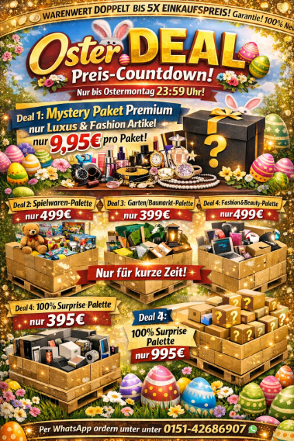 Mystery Pakete - Mix Paletten - Sonderposten - Oster Deal - Elektro - Schmuck - Spielwaren - Garten - A Ware