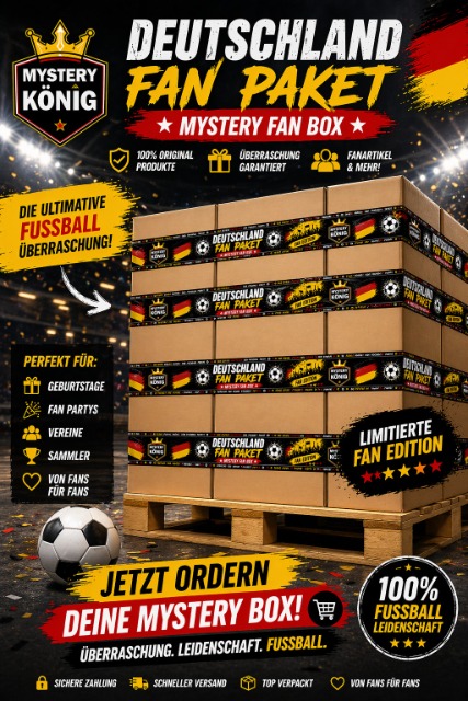 Mystery Fußball Fan Pakete Deutschland Edition – Restposten – Palette mit gemischten Fanartikeln – ideal für Wiederverkäufer