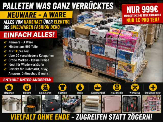 999 Teile Mystery Palette Neuware A-Ware Restposten Sonderposten Amazon Händlerware Großhandel nur 1€ pro Artikel